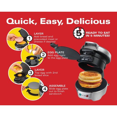  Hamilton Beach Breakfast Sandwich Maker, Silver (25475A): Electric Sandwich Makers: Kitchen & Dining