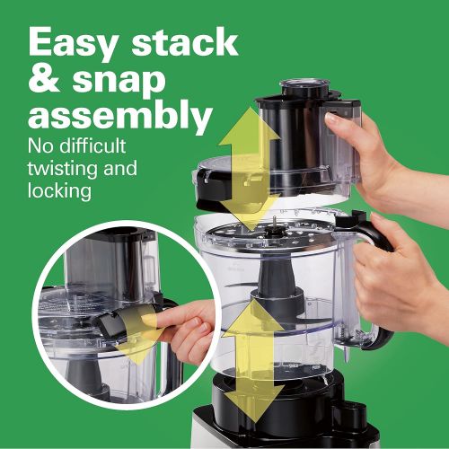  Hamilton Beach 12-Cup Stack & Snap Food Processor & Vegetable Chopper, Black (70725A)