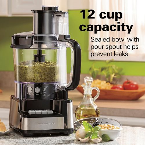  Hamilton Beach 12-Cup Stack & Snap Food Processor & Vegetable Chopper, Black (70725A)