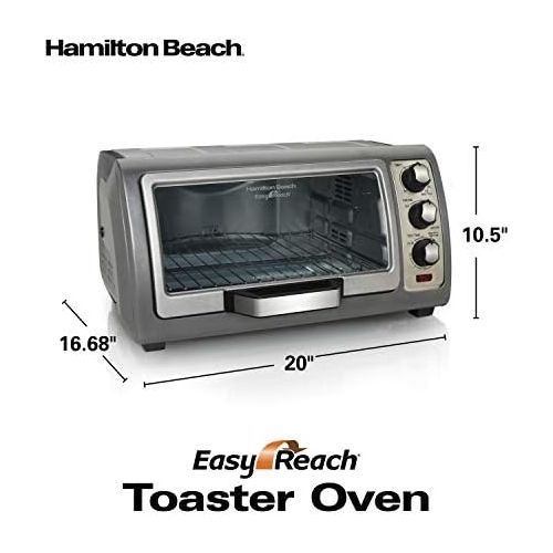  Hamilton Beach Countertop Toaster Oven, Easy Reach With Roll-Top Door, 6-Slice, Convection (31123D), Silver: Kitchen & Dining