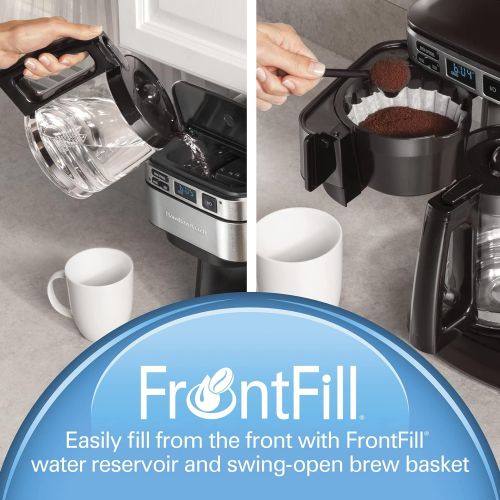  [아마존베스트]Hamilton Beach Programmable Coffee Maker, 12 Cups, Front Access Easy Fill, Pause & Serve, 3 Brewing Options, Black (46310)