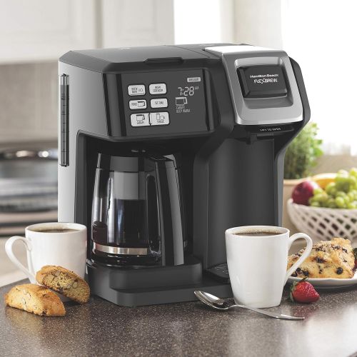  [아마존베스트]Hamilton Beach 49976 FlexBrew Coffee Maker, Single Serve & Full 12 Pot, Compatible for K-Cup Pods or Grounds, Black