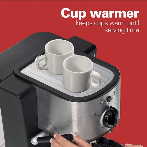  [아마존베스트]Hamilton Beach Espresso Machine, Latte and Cappuccino Maker with Milk Frother, 15 Bar Italian Pump, Single Cup, Black & Stainless (40792)