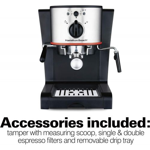  [아마존베스트]Hamilton Beach Espresso Machine, Latte and Cappuccino Maker with Milk Frother, 15 Bar Italian Pump, Single Cup, Black & Stainless (40792)
