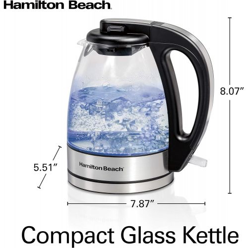  [아마존베스트]Hamilton Beach Glass Electric Tea Kettle, Water Boiler & Heater, 1 L, Cordless, LED Indicator, Auto-Shutoff & Boil-Dry Protection (40930), Clear