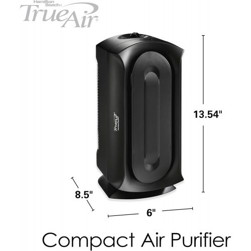  [아마존베스트]Hamilton Beach TrueAir Air Purifier for Home or Office with Permanent HEPA Filter for Allergies and Pets, Ultra Quiet, Black (04386A)