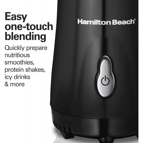  [아마존베스트]Hamilton Beach Personal Blender for Shakes and Smoothies with 14oz Travel Cup and Lid, Black (51101AV)