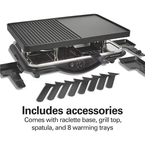  [아마존베스트]Hamilton Beach 8-Serving Raclette Electric Indoor Grill, Ideal for Parties and Family Fun, Black (31612-MX)