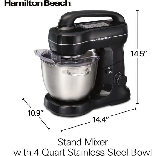  [아마존베스트]Hamilton Beach Electric Stand Mixer, Tilt-Head, 4 Quarts, 7 Speeds With Whisk, Dough Hook, Flat Beater Attachments, Splash Guard, Black (63391),
