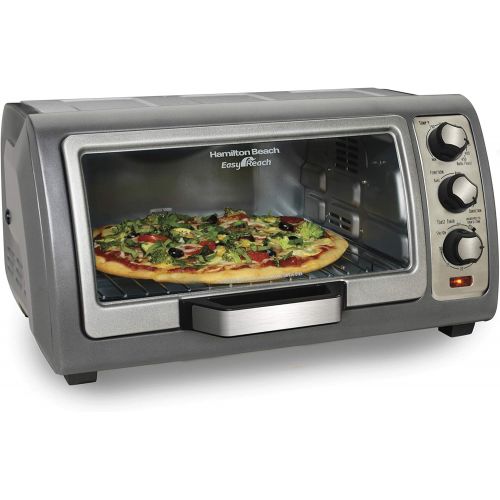  [아마존베스트]Hamilton Beach Countertop Toaster Oven, Easy Reach With Roll-Top Door, 6-Slice, Convection (31123D), Silver