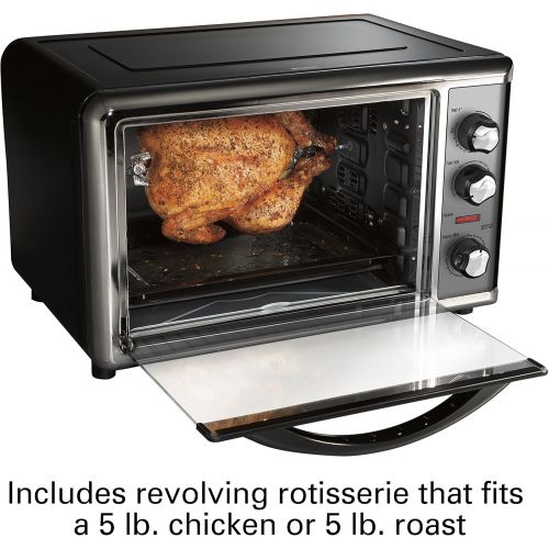  [아마존베스트]Hamilton Beach Countertop Rotisserie Convection Toaster Oven, Large,Black/ Stainless Steel (31107D)