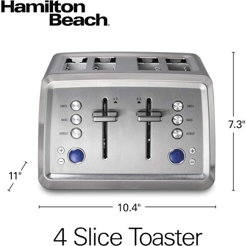  [아마존베스트]Hamilton Beach Digital 4 Slice Extra Wide Slot Stainless Steel Toaster with Bagel & Defrost Settings, Toast Boost, Slide-Out Crumb Tray, Auto-Shutoff and Cancel Button (24796)