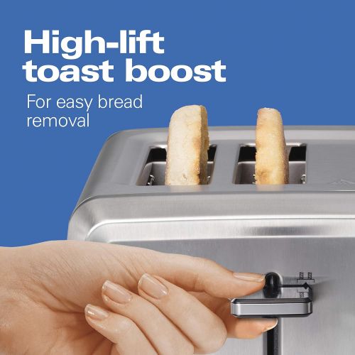  [아마존베스트]Hamilton Beach Digital 4 Slice Extra Wide Slot Stainless Steel Toaster with Bagel & Defrost Settings, Toast Boost, Slide-Out Crumb Tray, Auto-Shutoff and Cancel Button (24796)