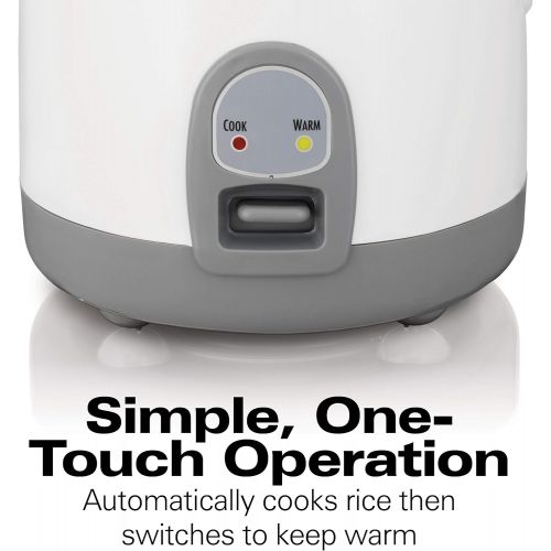  [아마존베스트]Hamilton Beach Mini Rice Cooker & Food Steamer, 8 Cups Cooked (4 Uncooked), With Steam & Rinse Basket, White (37508)