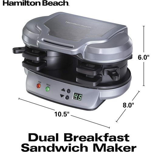 [아마존베스트]Hamilton Beach Dual Breakfast Sandwich Maker with Timer, Silver (25490A)