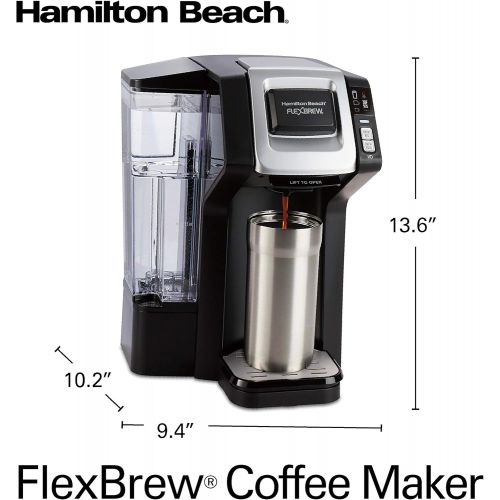 Hamilton Beach FlexBrew Single-Serve Maker with 40 oz. Reservoir Compatible with Pods or Ground Coffee, 3 Brewing Options, Black and Silver (49948)