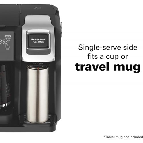  Hamilton Beach FlexBrew Trio 2-Way Single Serve Coffee Maker & Full 12c Pot, Compatible with K-Cup Pods or Grounds, Combo, Silver