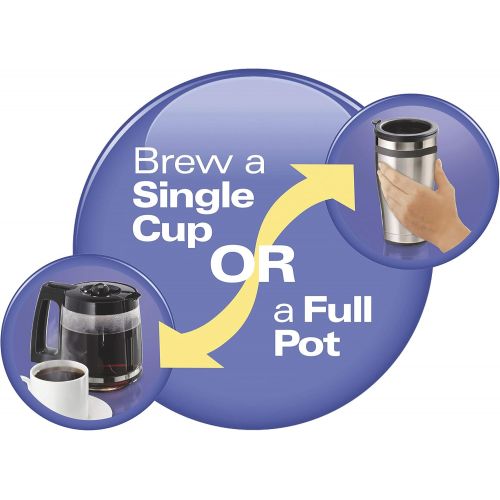  Hamilton Beach FlexBrew Trio 2-Way Single Serve Coffee Maker & Full 12c Pot, Compatible with K-Cup Pods or Grounds, Combo, Silver