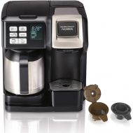 Hamilton Beach FlexBrew Trio 2-Way Single Serve Coffee Maker & Full 10c Pot, Compatible with K-Cup Pods or Grounds, Combo, Black and Stainless