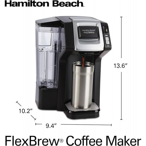  Hamilton Beach 49975 FlexBrew Single Serve Maker with 40 oz. Reservoir, Compatible with K-Cup Packs or Ground Coffee, 3 Brewing Sizes, Black