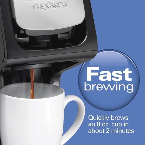  Hamilton Beach 49900 FlexBrew Single-Serve Coffee Maker Compatible with Pod Packs and Grounds, Black-Fast Brewing