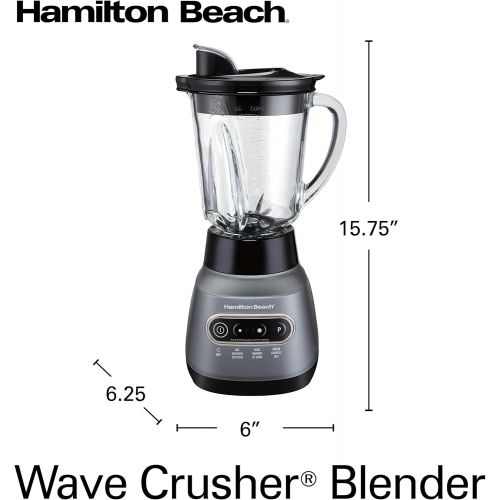  Hamilton Beach 58181 Blender to Puree, Crush Ice, and Make Shakes and Smoothies, 40 Oz Glass Jar, 6 Functions + 20 Oz Travel Container, Gray