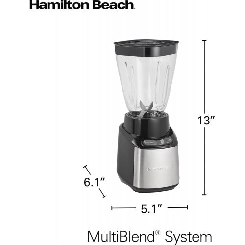  Hamilton Beach Stay or Go Blender with 32oz Jar, 8oz Grinder for Nuts & Spices, and 2 Portable Cups with Drinking Lids for Shakes and Smoothies, BPA Free, Black and Silver (52400)