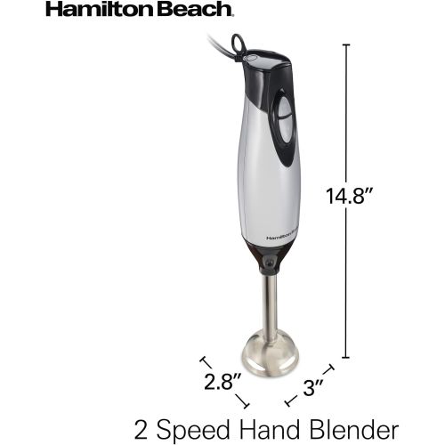  Hamilton Beach 59765 Immersion Hand Blender with Blending Wand, Whisk and 3-Cup Food Chopping Bowl, 3-Piece, Silver and Stainless Steel