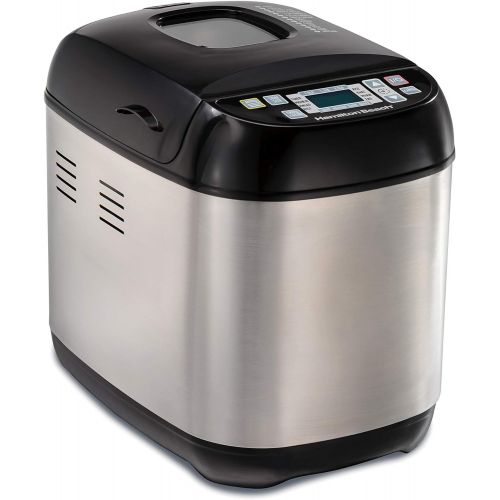  Hamilton Beach Bread Maker Machine Artisan and Gluten-Free, 2 lbs Capacity, 14 Settings, Digital, Stainless Steel, Black and Stainless (29885)