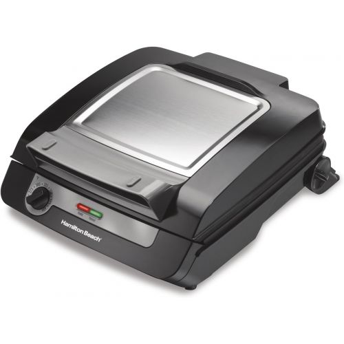  Hamilton Beach 3-in-1 Indoor Grill and Electric Griddle Combo and Bacon Cooker, Opens 180 Degrees to Double Cooking Space, Removable Nonstick Grids, (25600)