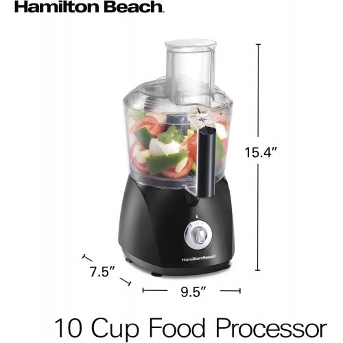  Hamilton Beach ChefPrep 10-Cup Food Processor & Vegetable Chopper with 6 Functions to Chop, Puree, Shred, Slice and Crinkle Cut, Black (70670)