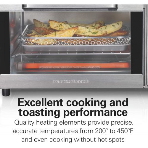  Hamilton Beach Sure-Crisp Air Fryer Countertop Toaster Oven, Fits 9” Pizza, 4 Slice Capacity, Powerful Circulation, Auto Shutoff, Stainless Steel (31403)