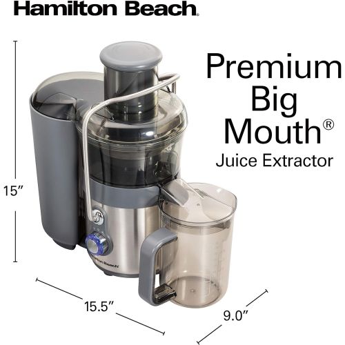  Hamilton Beach Juicer Machine, Centrifugal Extractor, Big Mouth 3 Feed Chute, Easy Clean, 2-Speeds, BPA Free Pitcher, Holds 40 oz. - 850W Motor, Silver