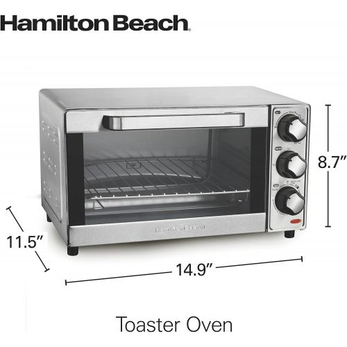  Hamilton Beach Countertop Toaster Oven & Pizza Maker Large 4-Slice Capacity, Stainless Steel (31401)