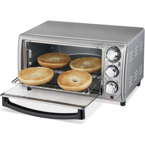  Hamilton Beach 4-Slice Countertop Toaster Oven with Bake Pan, Stainless Steel (31143)