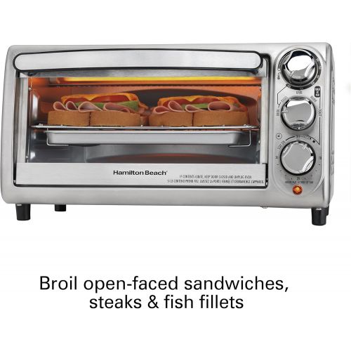  Hamilton Beach 4-Slice Countertop Toaster Oven with Bake Pan, Stainless Steel (31143)