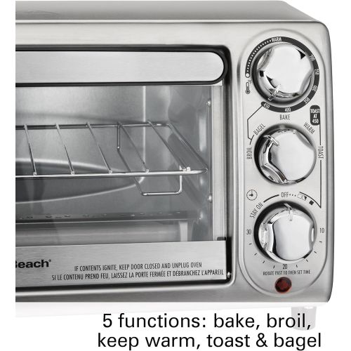  Hamilton Beach 4-Slice Countertop Toaster Oven with Bake Pan, Stainless Steel (31143)