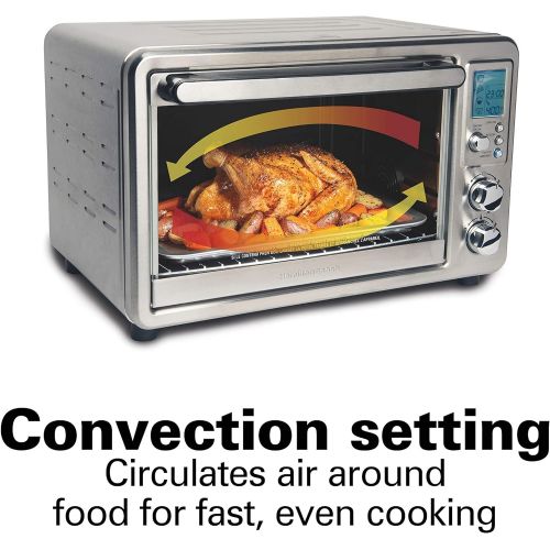  Hamilton Beach 31190C Digital Display Countertop Convection Toaster Oven with Rotisserie, Large 6-Slice, Stainless Steel