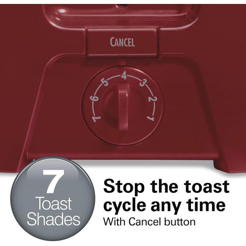  Hamilton Beach Extra-Wide Slot Toaster with Shade Selector, Auto-Shutoff, Cancel Button and Toast Boost, 2-Slice, Red
