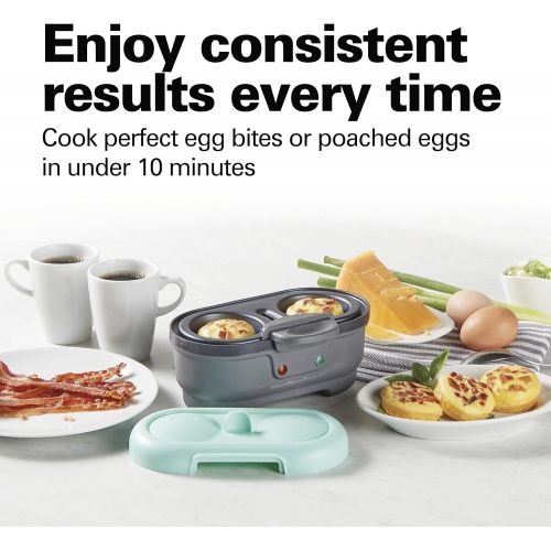  Hamilton Beach Electric Egg Bites Cooker & Poacher with Removable Nonstick Tray Makes 2 in Under 10 Minutes, Teal (25506)