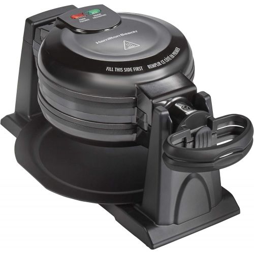  Hamilton Beach 26201 Belgian Waffle Maker with Removable Nonstick Plates, Double Flip, Makes 2 at Once, Black