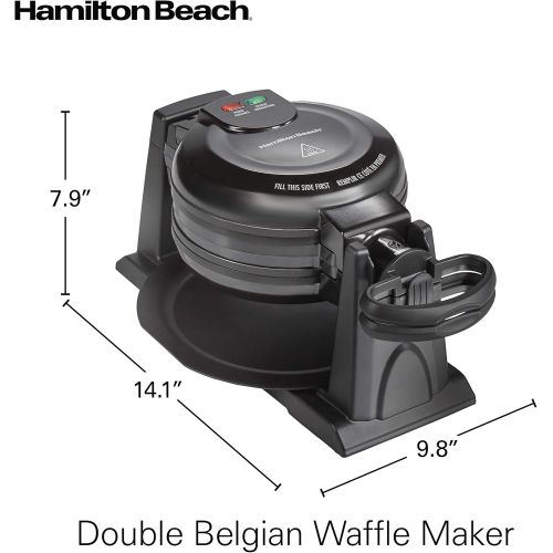  Hamilton Beach 26201 Belgian Waffle Maker with Removable Nonstick Plates, Double Flip, Makes 2 at Once, Black