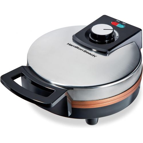  Hamilton Beach Belgian Waffle Maker with Non-Stick Copper Ceramic Plates, Browning Control, Indicator Lights, Stainless Steel (26081)