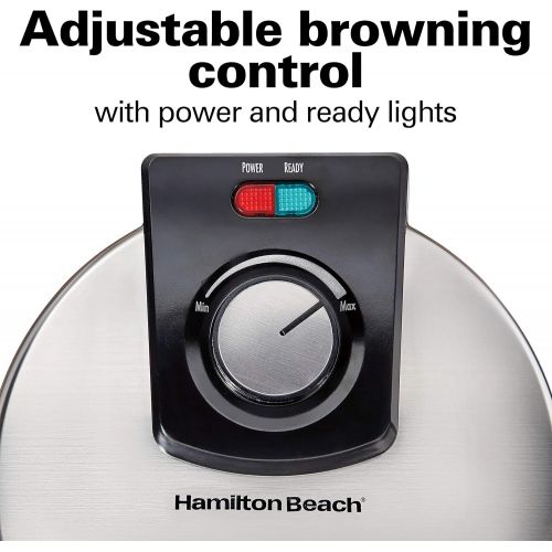  Hamilton Beach Belgian Waffle Maker with Non-Stick Copper Ceramic Plates, Browning Control, Indicator Lights, Stainless Steel (26081)