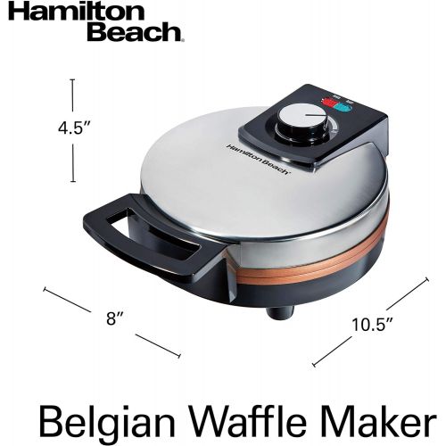  Hamilton Beach Belgian Waffle Maker with Non-Stick Copper Ceramic Plates, Browning Control, Indicator Lights, Stainless Steel (26081)