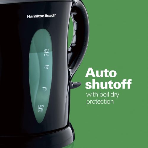  Hamilton Beach Electric Tea Kettle, Water Boiler & Heater, 1.8 L, Cordless, Auto-Shutoff & Boil-Dry Protection, Black (K6080)