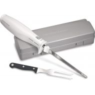 Hamilton Beach Electric Knife for Carving Meats, Poultry, Bread, Crafting Foam & More, Storage Case & Serving Fork Included, White