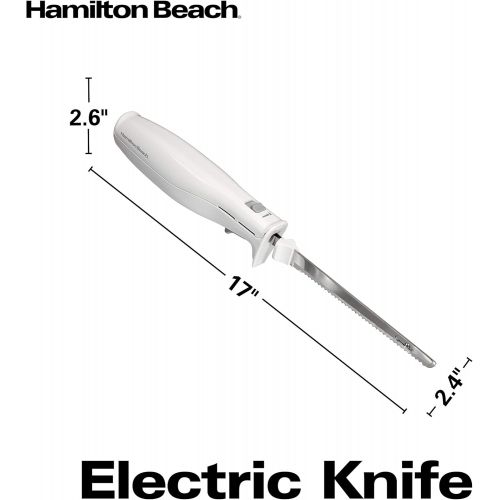  Hamilton Beach Electric Knife for Carving Meats, Poultry, Bread, Crafting Foam & More, Storage Case & Serving Fork Included, White