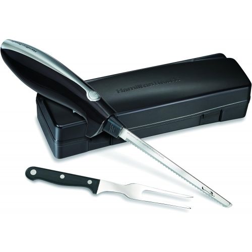  Hamilton Beach Electric Knife for Carving Meats, Poultry, Bread, Crafting Foam and More, Storage Case and Serving Fork Included, Black