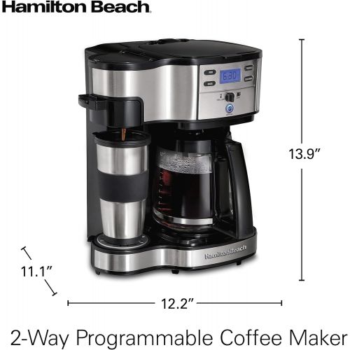  [아마존베스트]Hamilton Beach 2-Way Brewer Coffee Maker, Single-Serve and 12-Cup Pot, Stainless Steel (49980A), Carafe